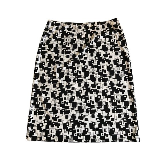 Sassy Womens Mini pencil Skirt Large Black White Geometric Preppy Whimsy Goth - Picture 2 of 6